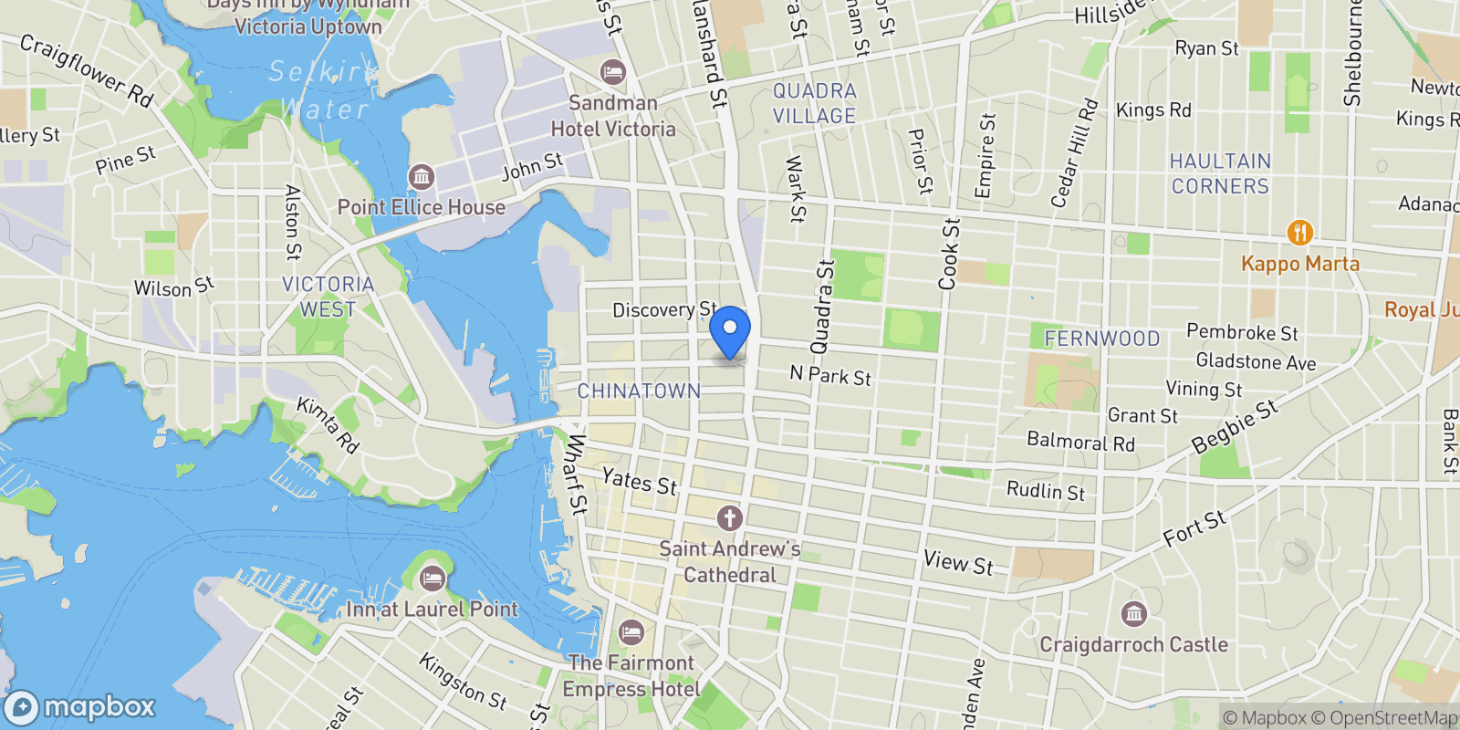 Map showing 777 Herald St 1006, Victoria, British Columbia, Canada.