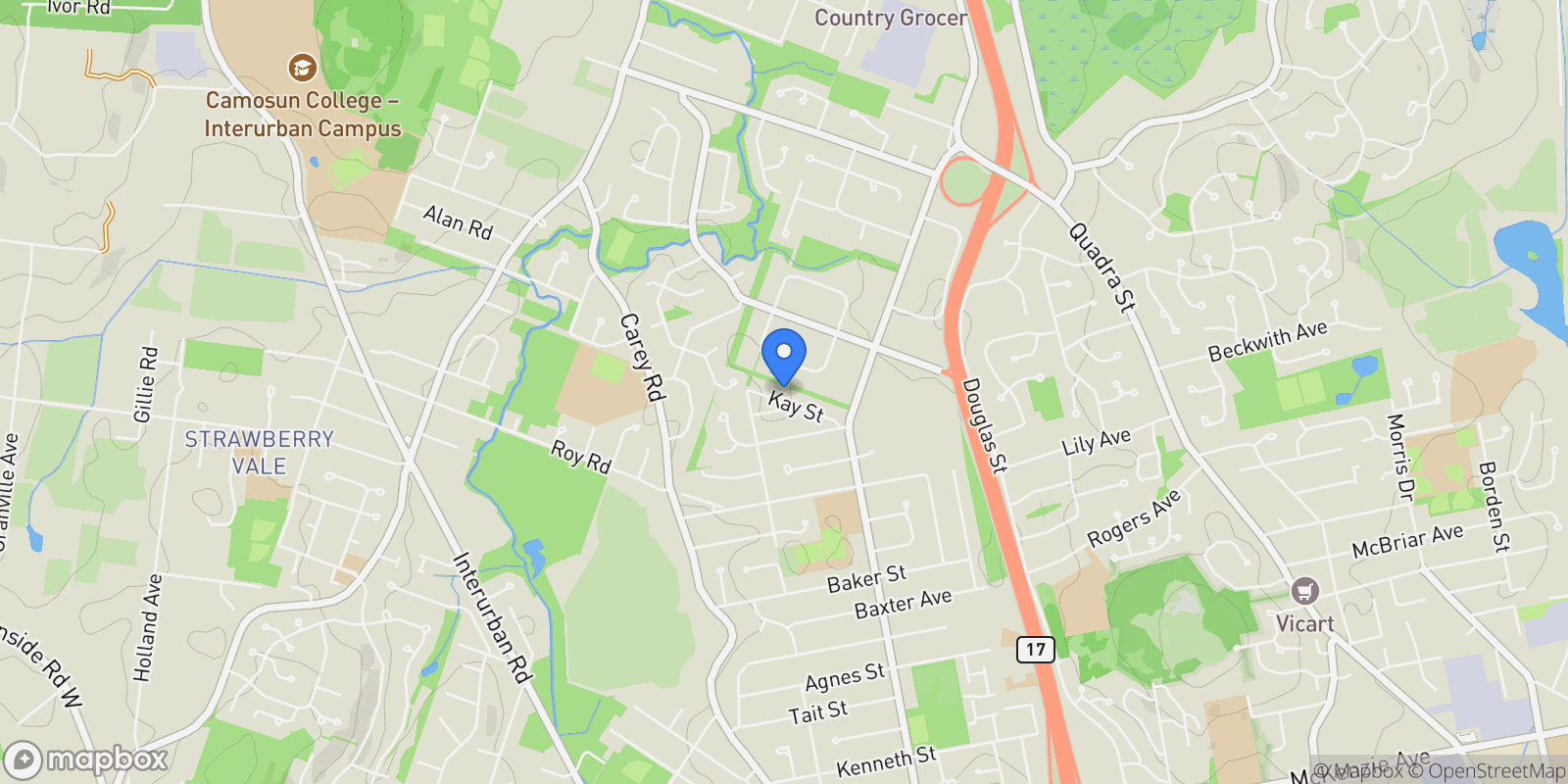 Map showing 568 Kay St B, Saanich, British Columbia, Canada.