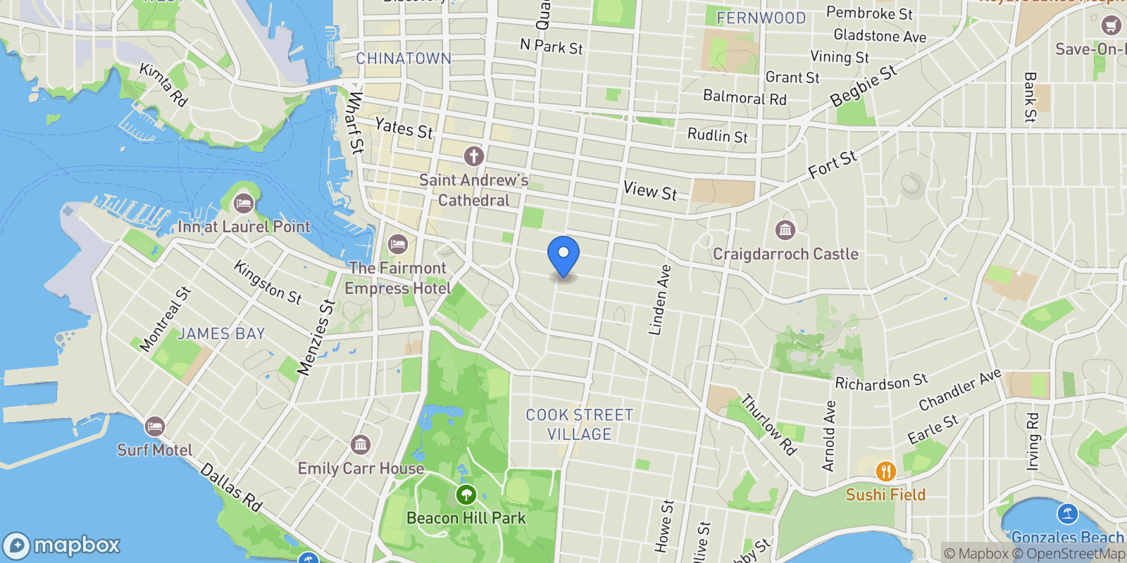 Map showing 737 Vancouver St, Victoria, British Columbia, Canada.