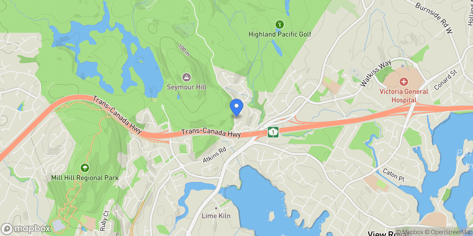 Map showing 1975 Highland Rd, View Royal, British Columbia, Canada.