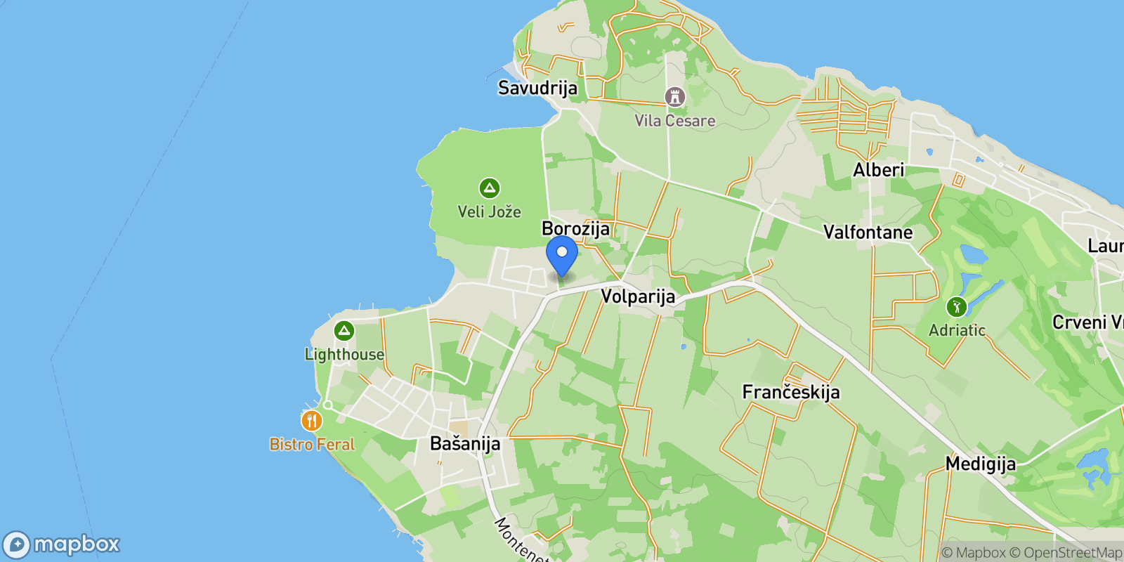Map showing 52475, Savudrija, Croatia, Savudrija, Istria County, Croatia.