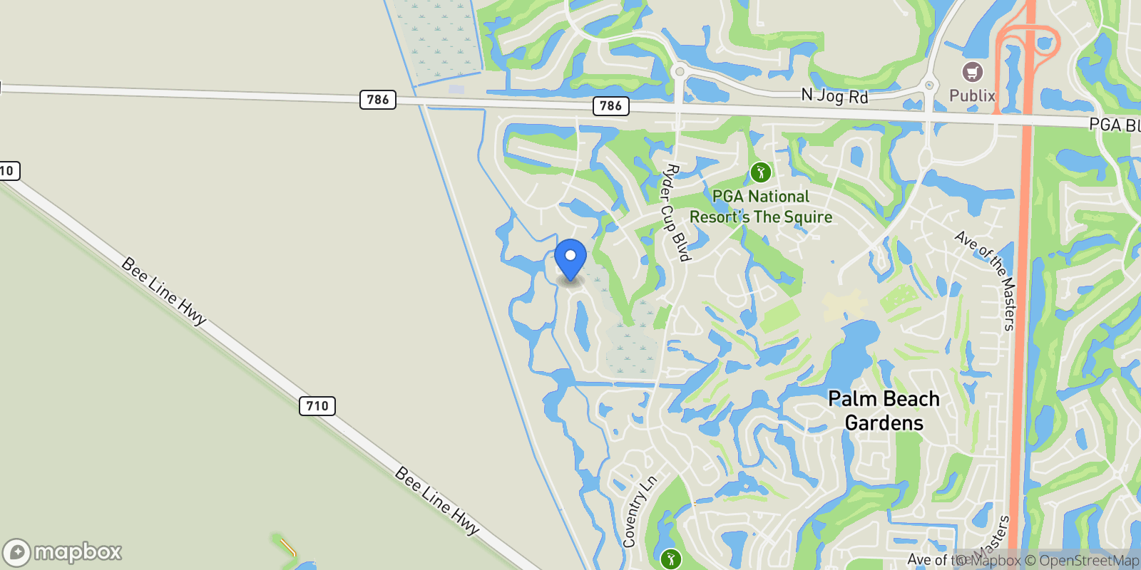 Map showing 12 Martinique Cove, Palm Beach Gardens, Florida, United States.
