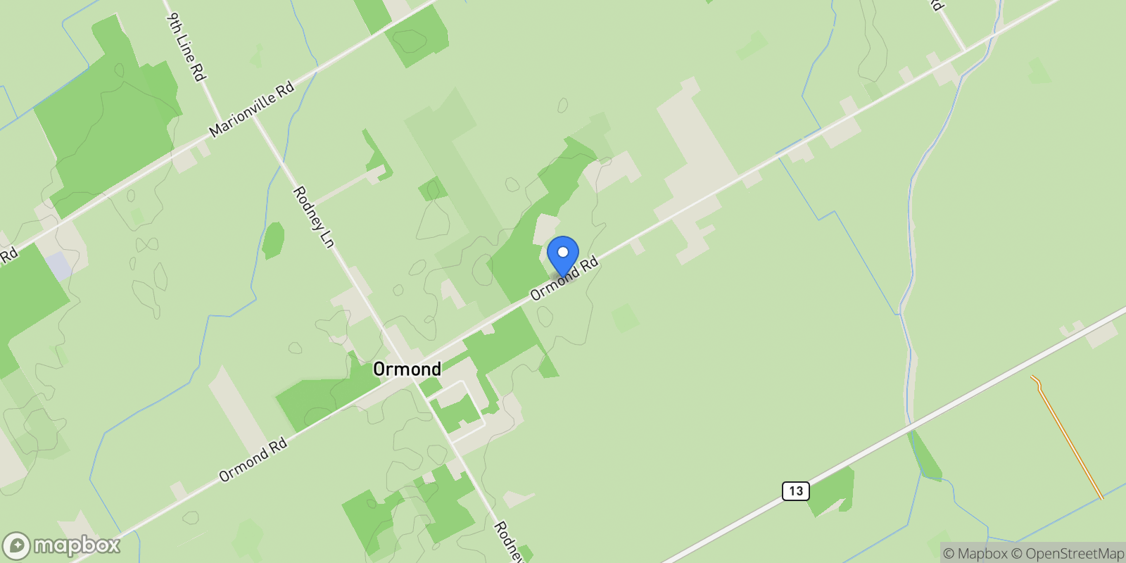 Map showing 12420 ORMOND Road, Winchester, Ontario, Canada.