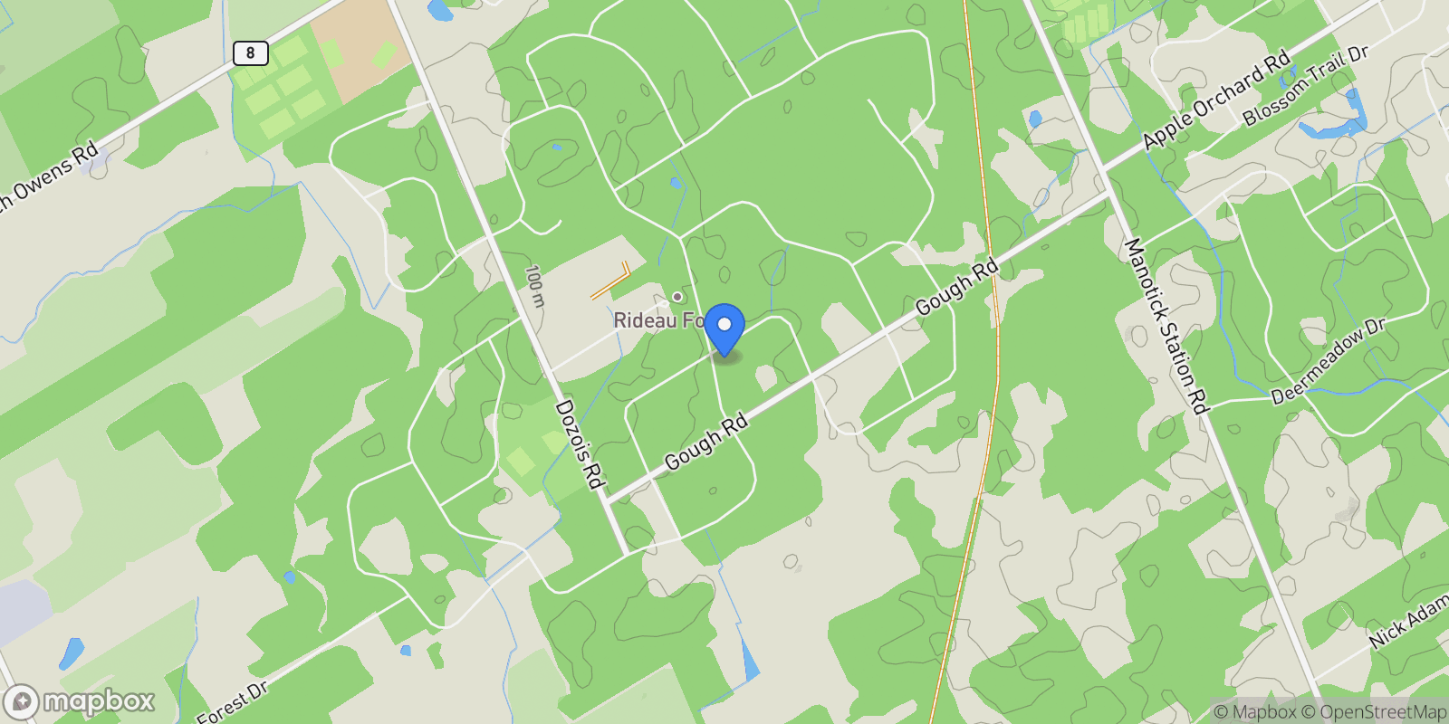 Map showing 5800 Queenscourt Crescent, Ottawa, Ontario, Canada.