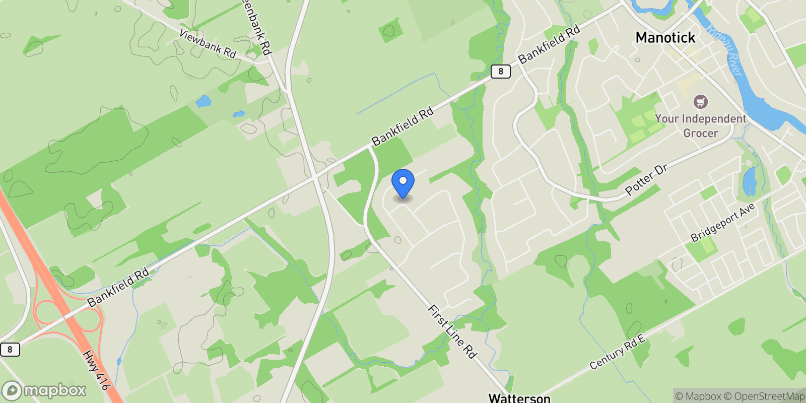 Map showing 428 Ashbee Court, Ottawa, Ontario, Canada.