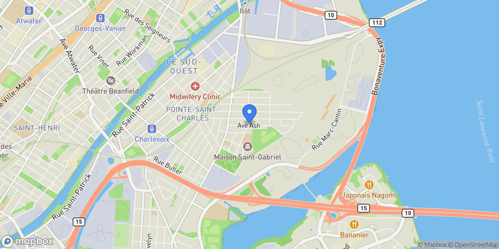 Map showing 2036 Rue Favard, LeSudOuest, QC H3K1Z3, Montréal, Quebec, Canada.