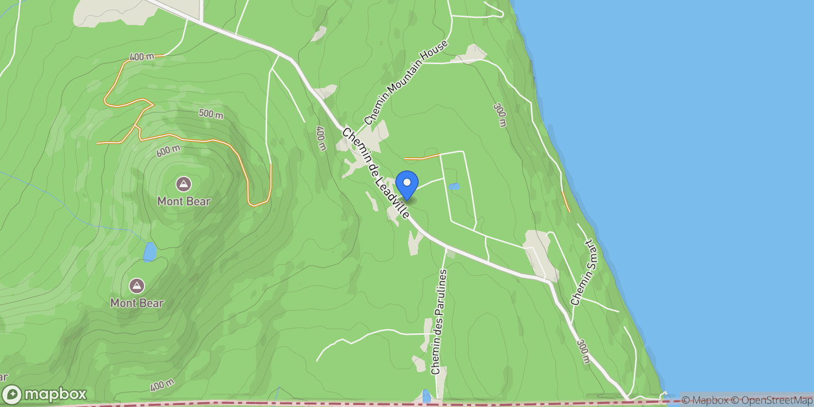 Map showing 2 Ch. des Roselins, Potton, QC J0E1X0, Potton, Quebec, Canada.