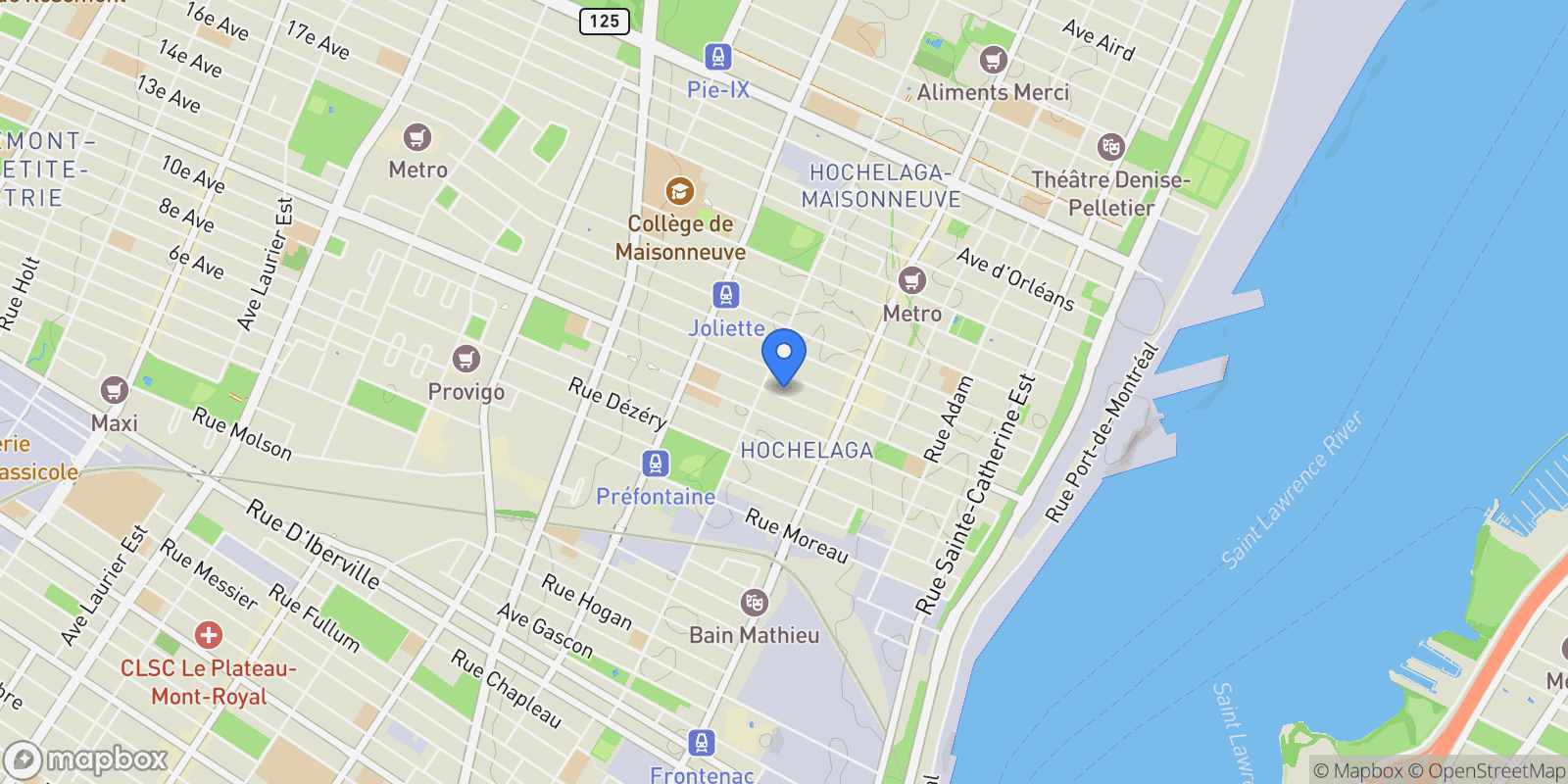 Map showing 2177-2187 Rue Davidson, Mercier, QC H1W2Y7, Montréal, Quebec, Canada.