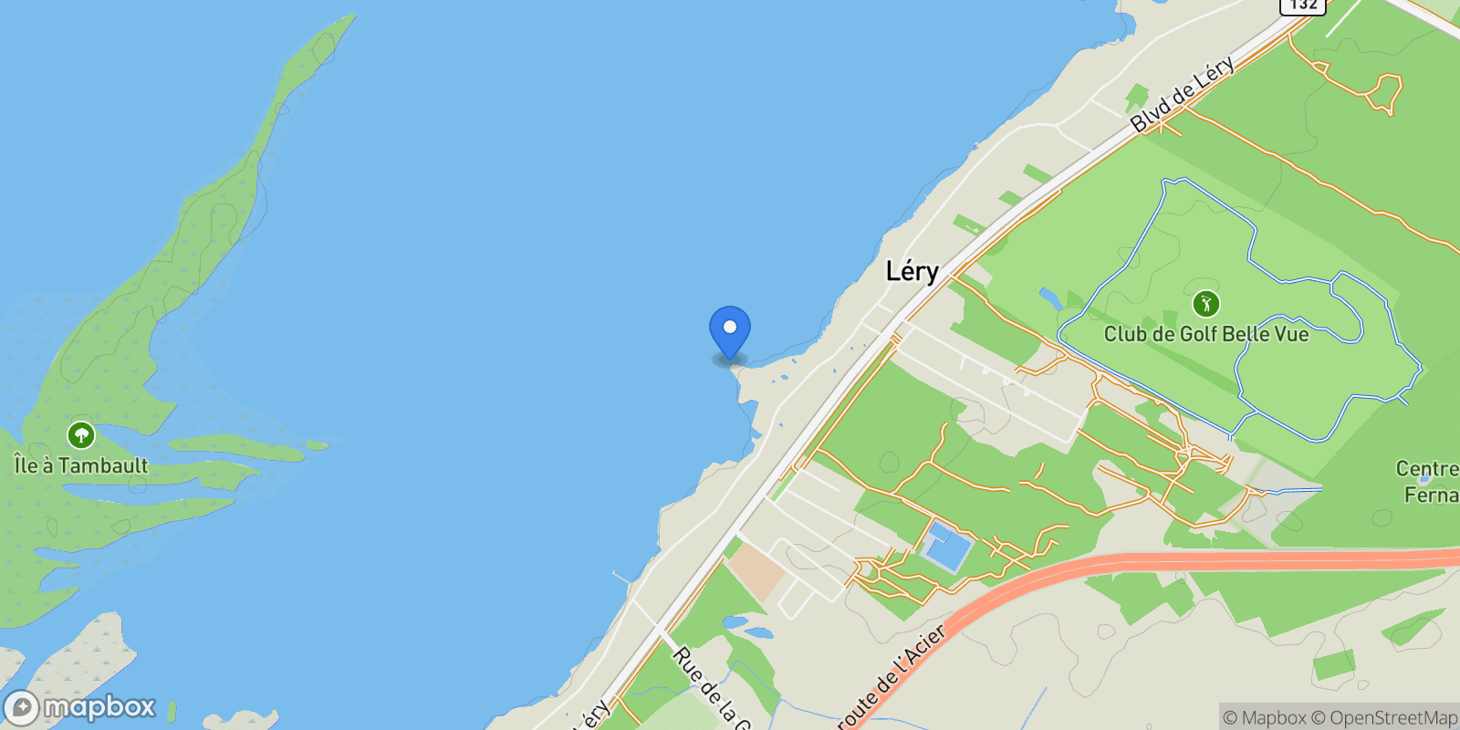 Map showing 1305 Ch. du Lac-St-Louis, Lery, QC J6N1A9, Léry, Quebec, Canada.
