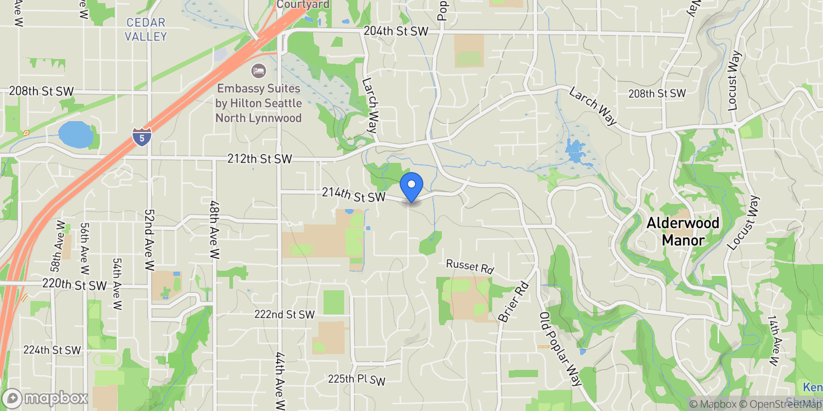 Map showing 3520 214th Street SW, Brier, WA 98036, Lynnwood, Washington, United States.