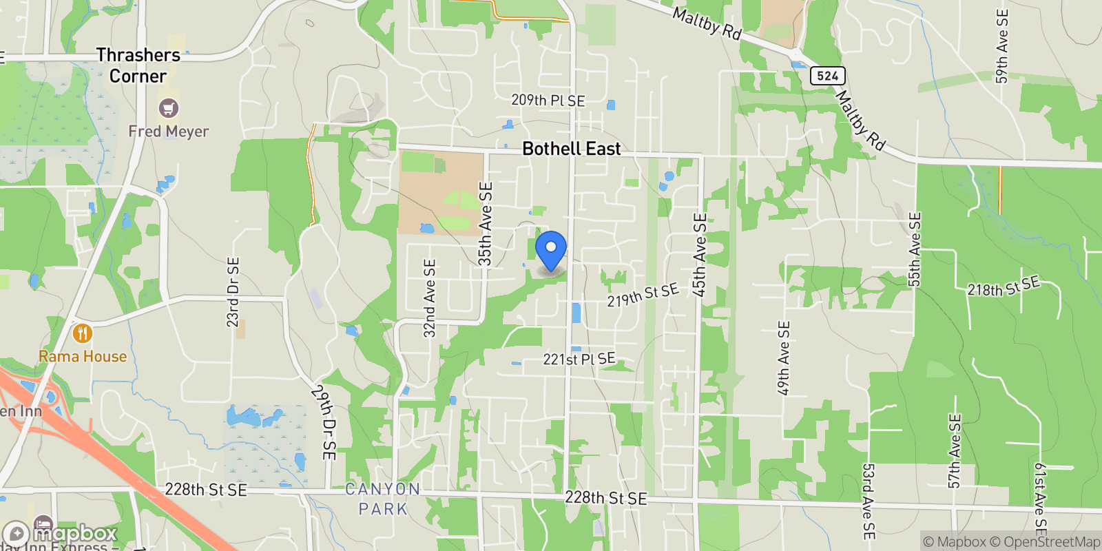 Map showing 21713 38th Drive SE, Bothell, WA 98021, Bothell, Washington, United States.