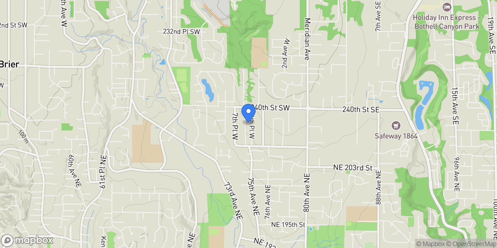 Map showing 24123 7th Avenue W, Bothell, WA 98021, Bothell, Washington, United States.