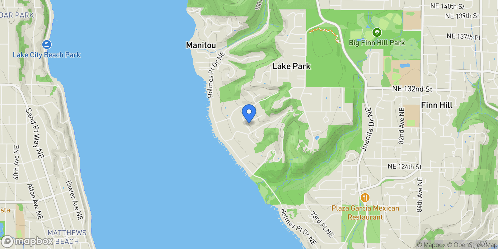 Map showing 6405 NE 129th Place, Kirkland, WA 98034, Kirkland, Washington, United States.