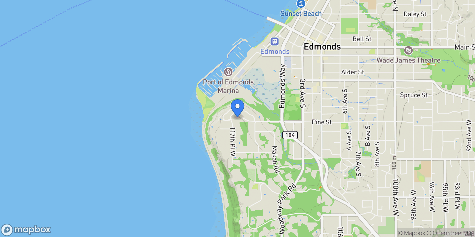 Map showing 50 Pine Street #302, Edmonds, WA 98020, Woodway, Washington, United States.