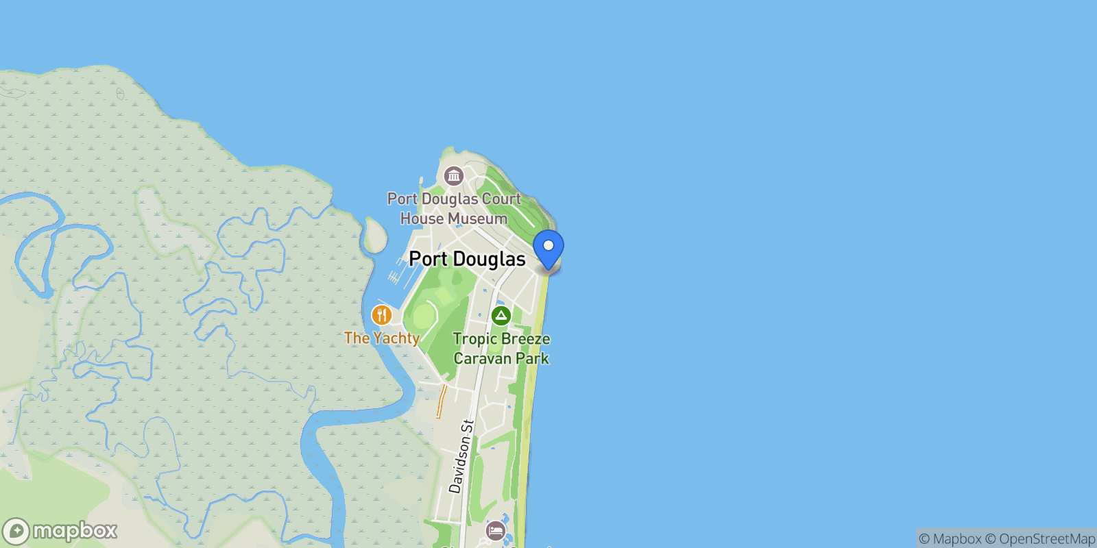 Map showing Port Douglas, Beach Cl, Port Douglas, Queensland, Australia.