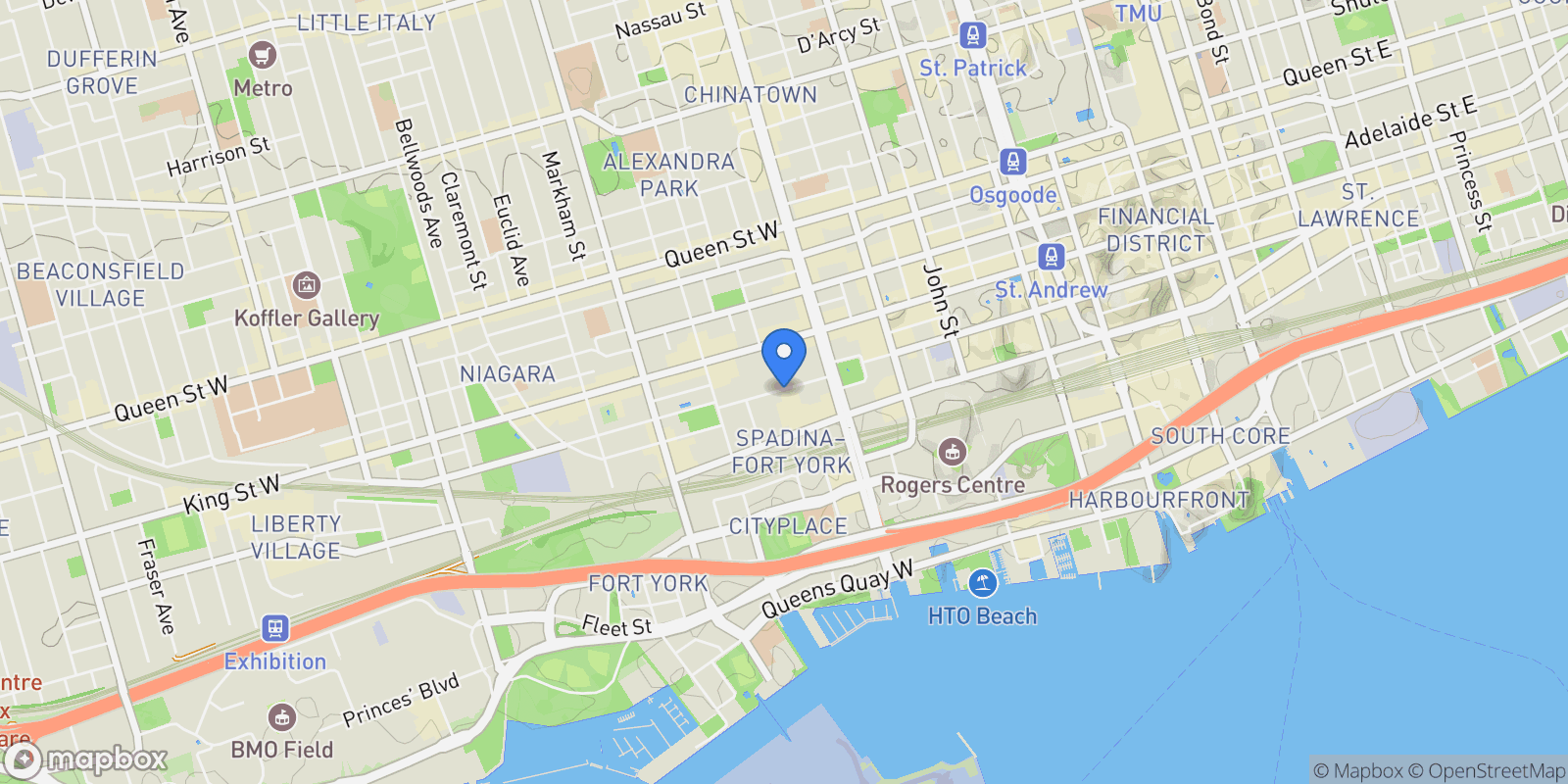 Map showing 455 Wellington St W  1105, Toronto, ON M5V 0V8, Toronto, Ontario, Canada.