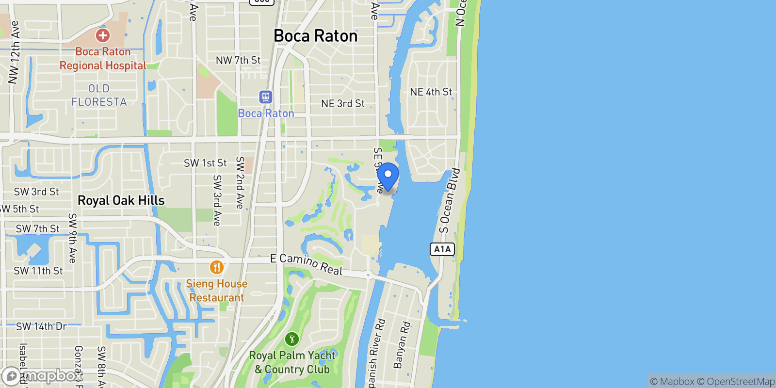 Map showing 300 SE 5th Avenue, Boca Raton, Florida, United States.