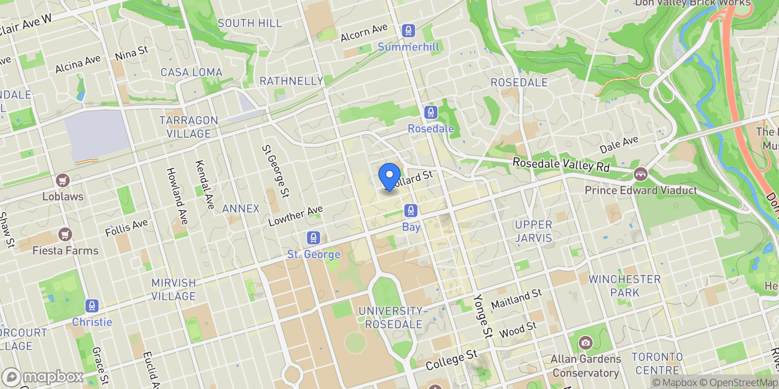 Map showing 55A Avenue Rd  408, Toronto, ON M5A 2G3, Toronto, Ontario, Canada.