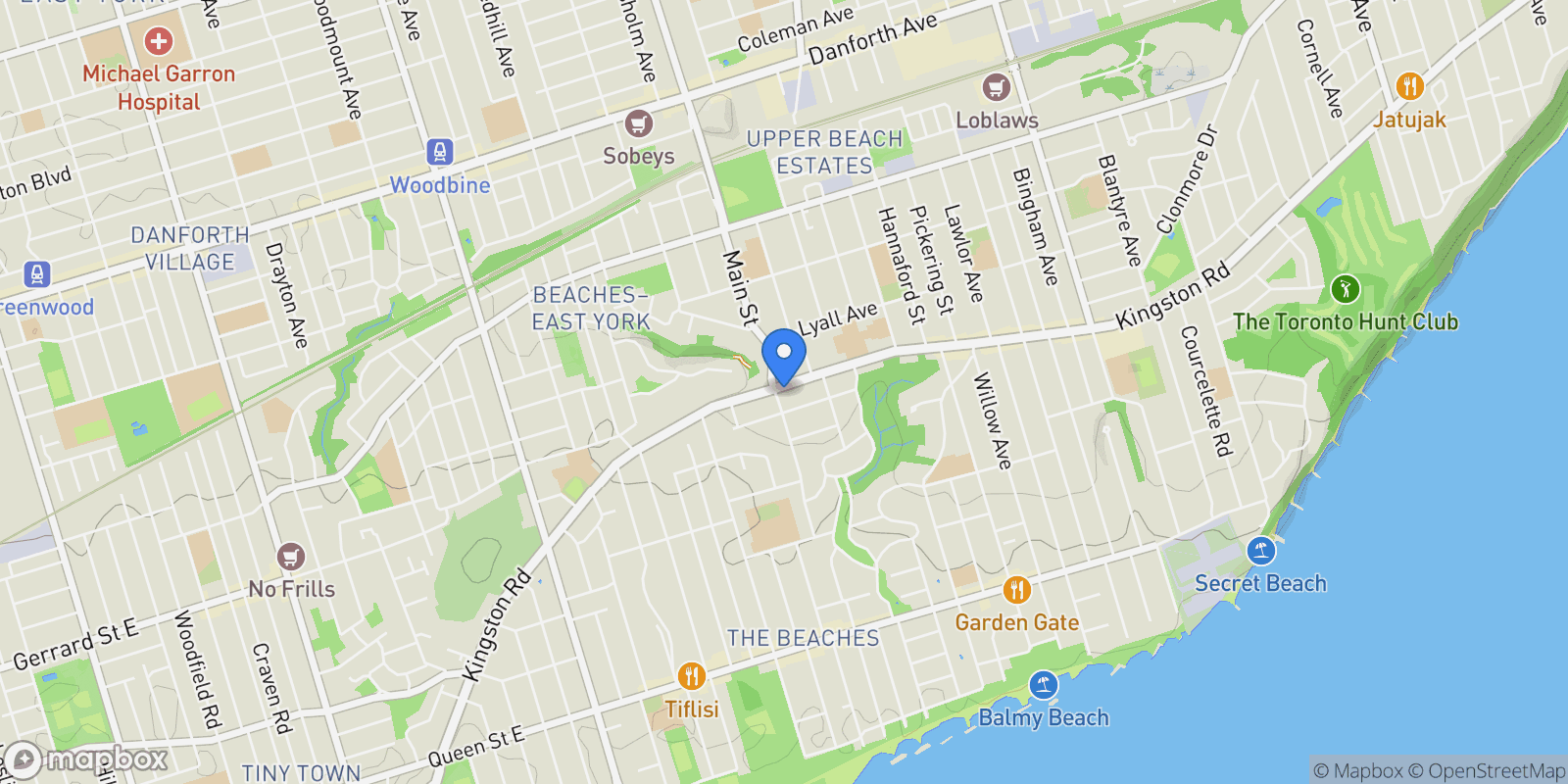 Map showing 665 Kingston Rd  503, Toronto, ON M4E 0B6, Toronto, Ontario, Canada.