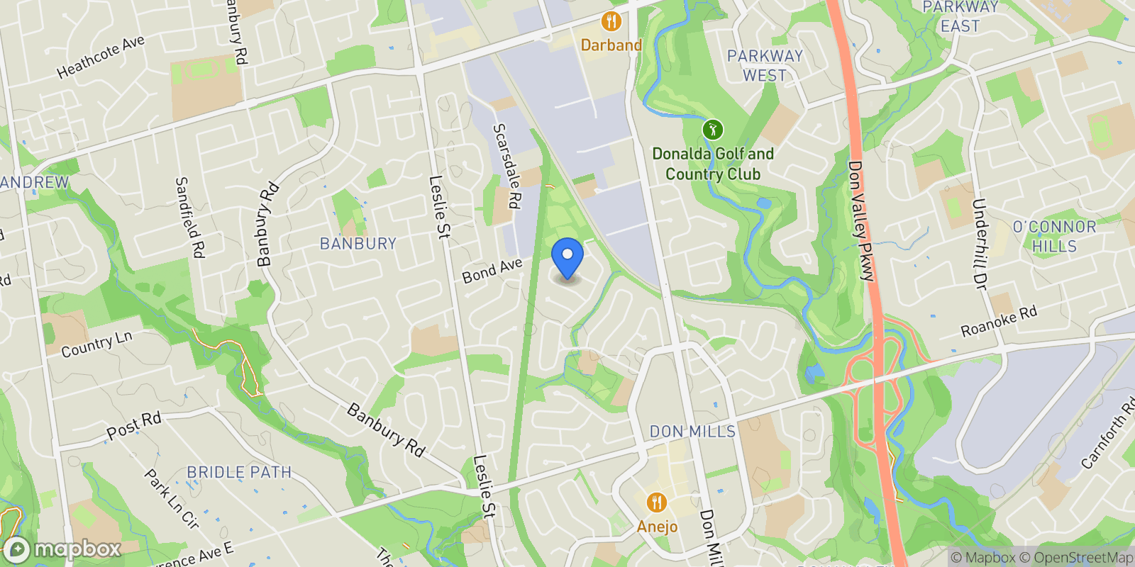 Map showing 15 Addison Cres, Toronto, ON M3B 1K7, Toronto, Ontario, Canada.
