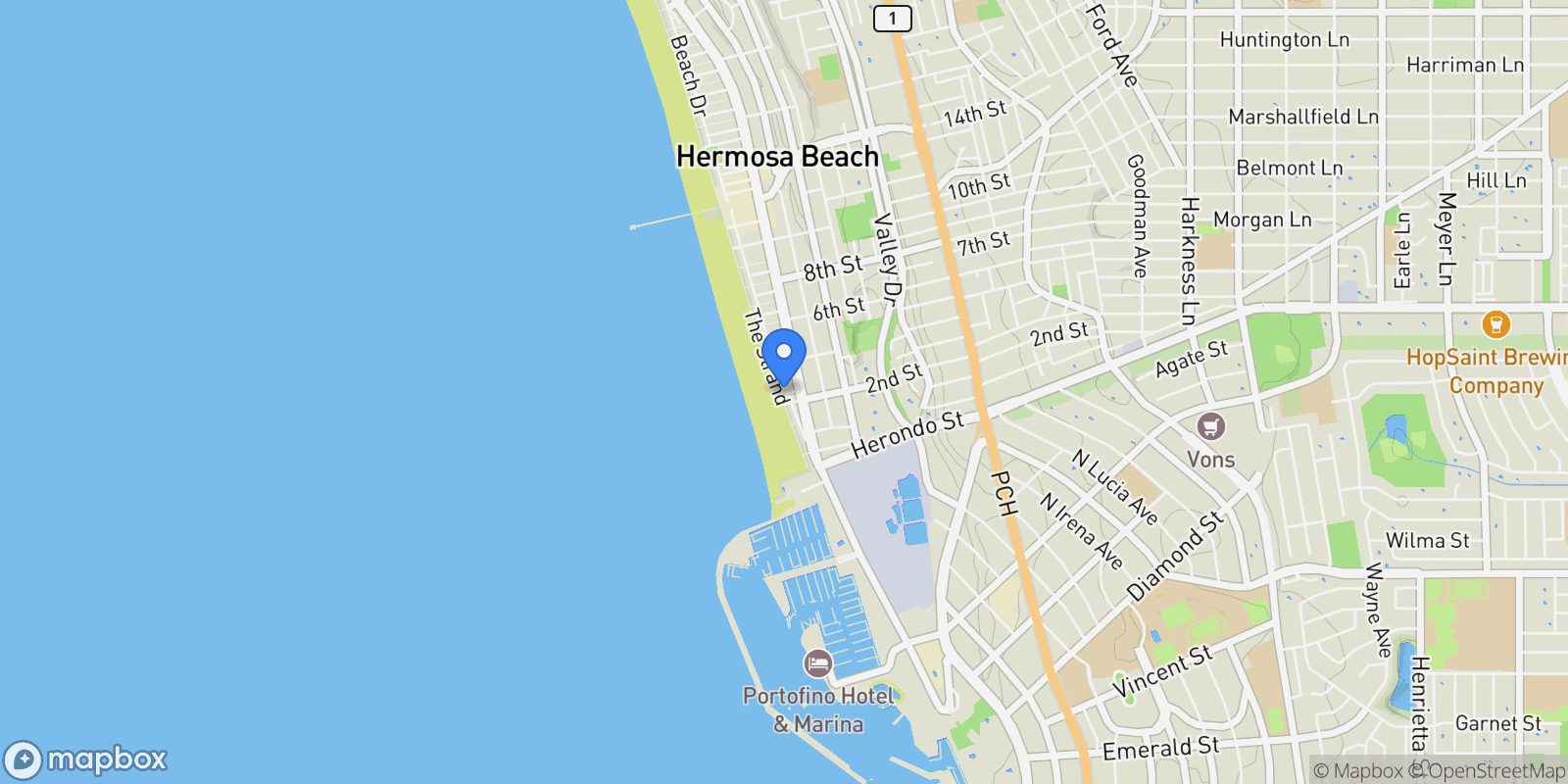 Map showing 230 The Strand , Hermosa Beach, CA 90254, Hermosa Beach, California, United States.