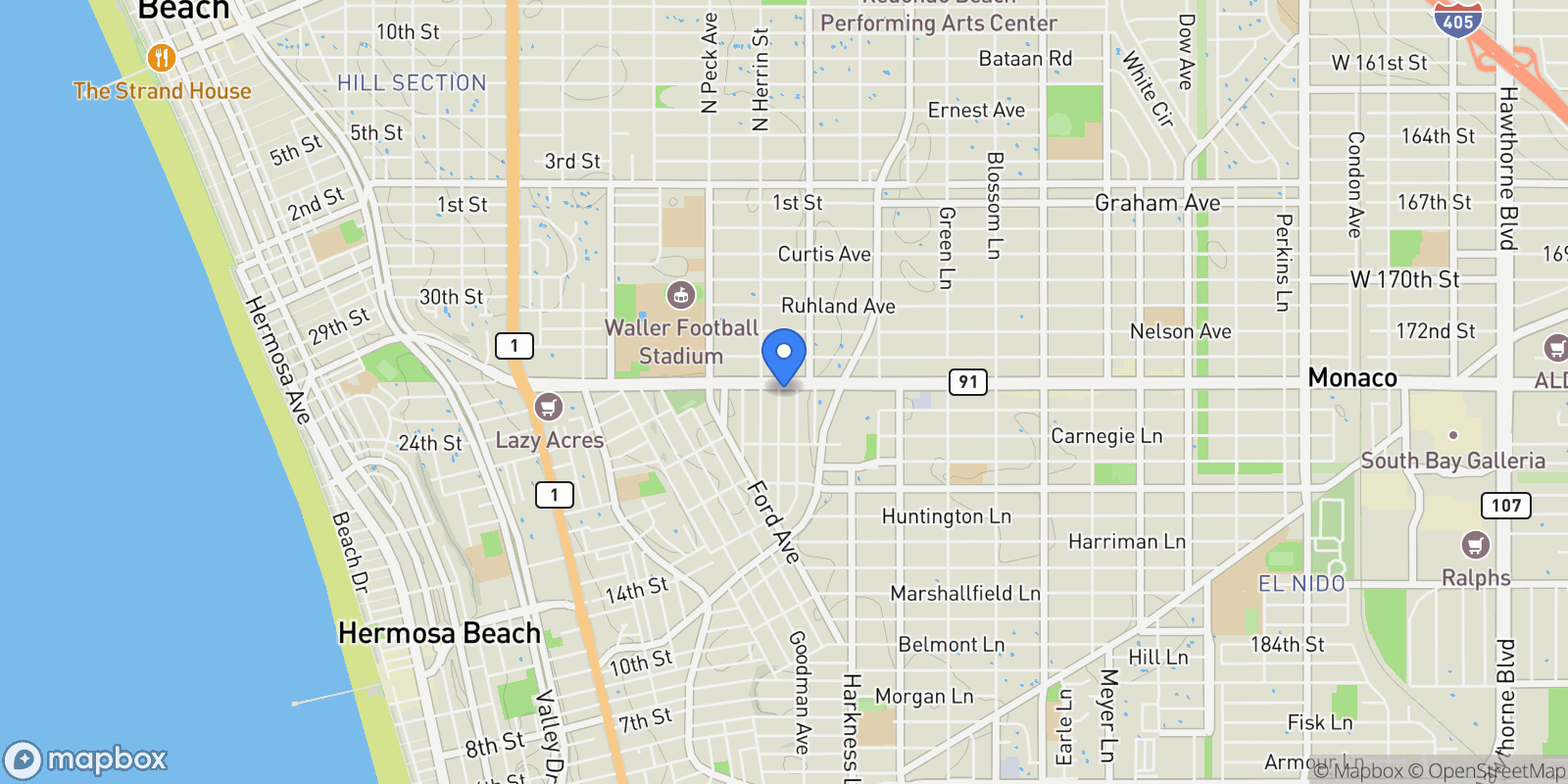 Map showing 1752 Carver Street , Redondo Beach, CA 90278, Torrance, California, United States.