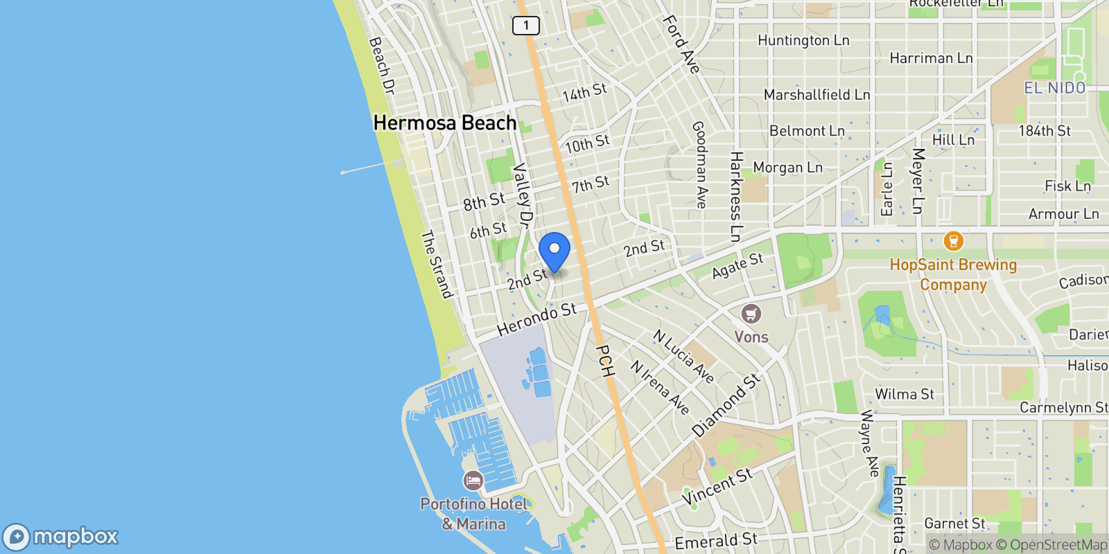 Map showing 168 Ardmore Avenue , Hermosa Beach, CA 90254, Hermosa Beach, California, United States.
