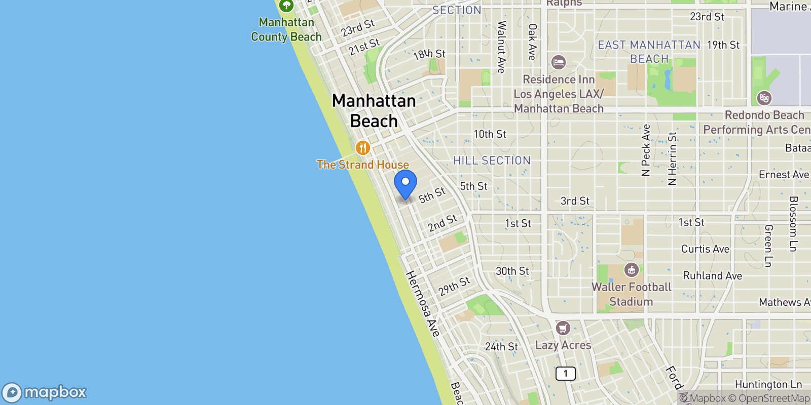Map showing 228 5th Place , Manhattan Beach, CA 90266, Manhattan Beach, California, United States.