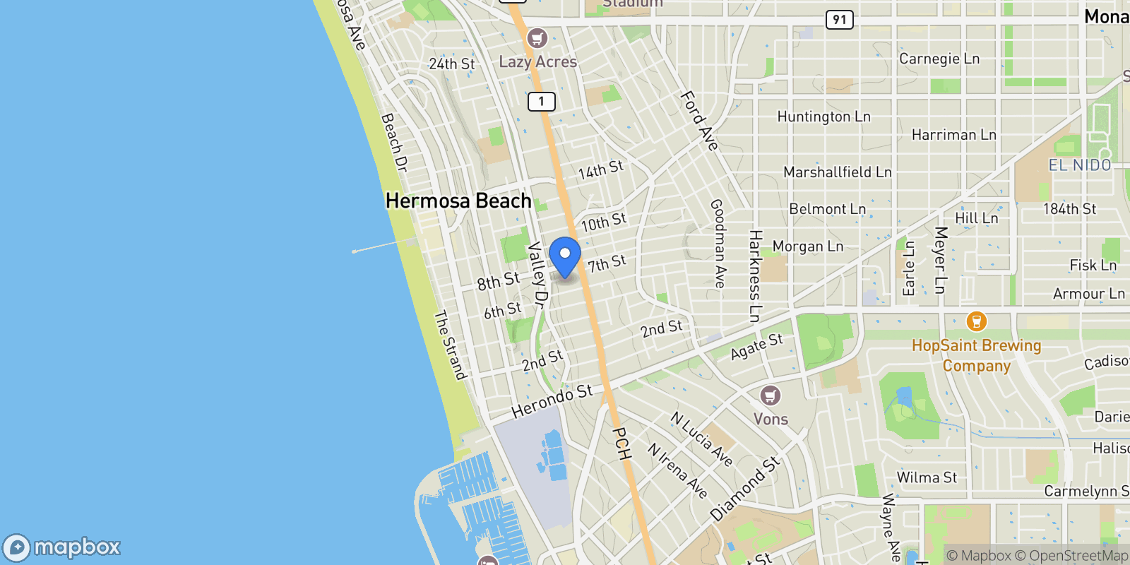 Map showing 656 7th Street , Hermosa Beach, CA 90254, Hermosa Beach, California, United States.