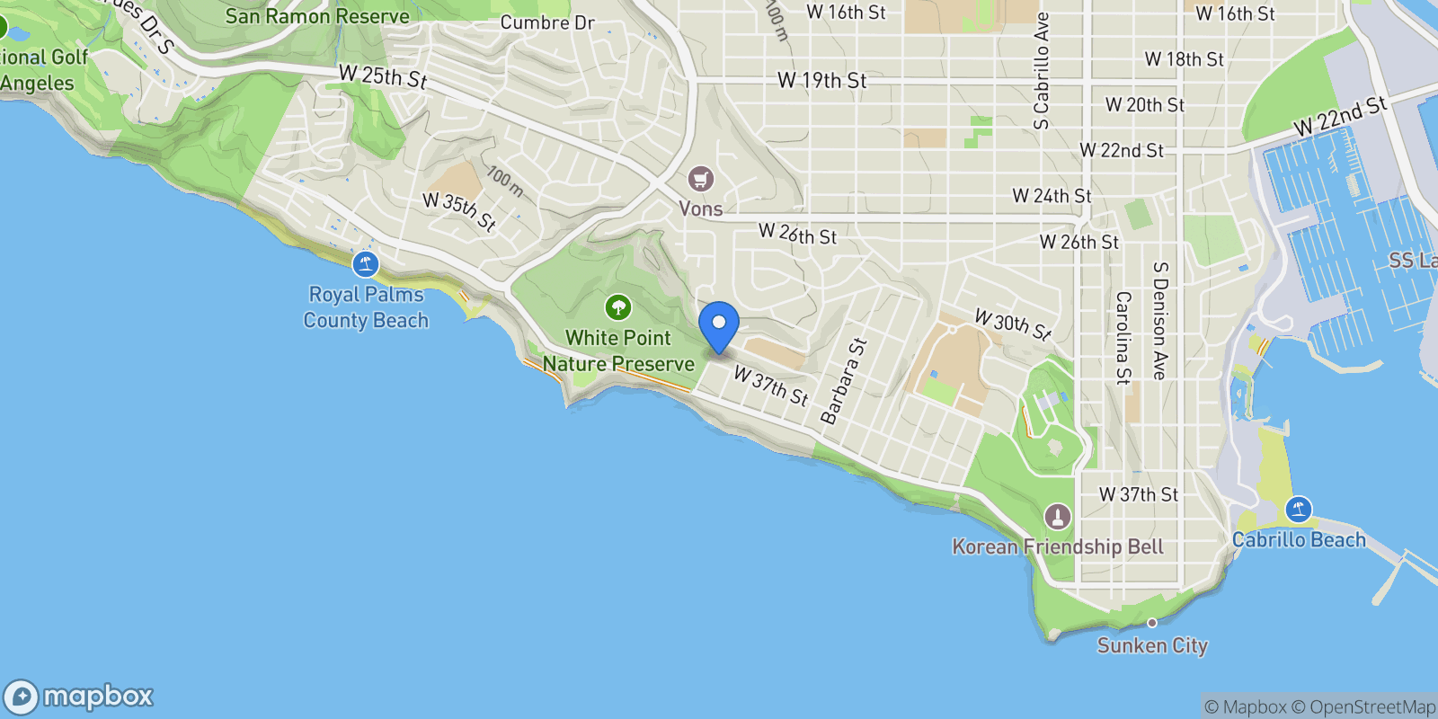 Map showing 1468 West 37th Street , Los Angeles, CA 90731, Los Angeles, California, United States.