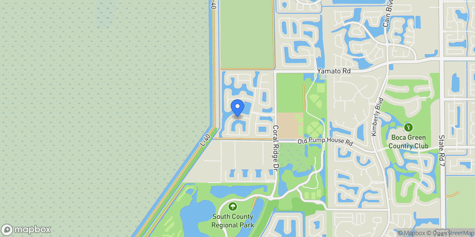 Map showing 11774 Bayfield Drive, Boca Raton, Florida, United States.