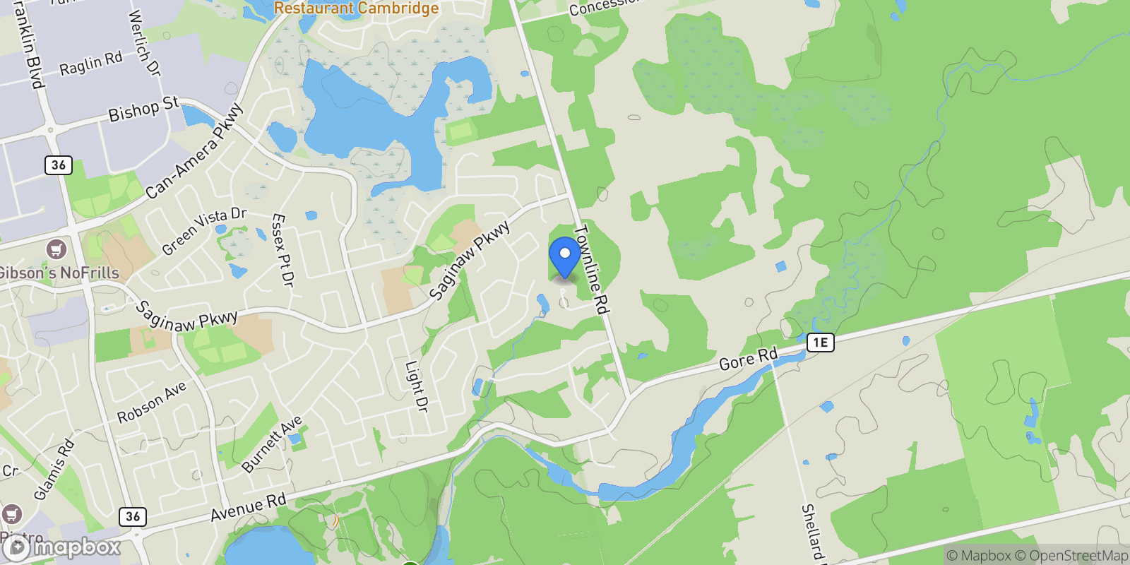 Map showing 80 Cedarbrook Cres, Cambridge, ON N1T 1W8, Cambridge, Ontario, Canada.