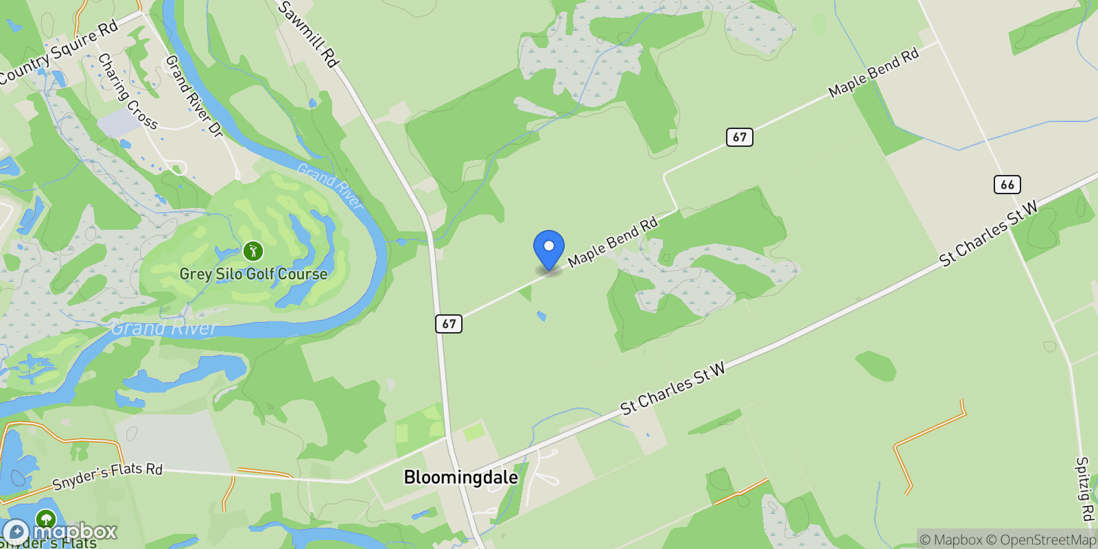 Map showing 1492 Maple Bend Road, Breslau, ON N0B 1M0, Breslau, Ontario, Canada.