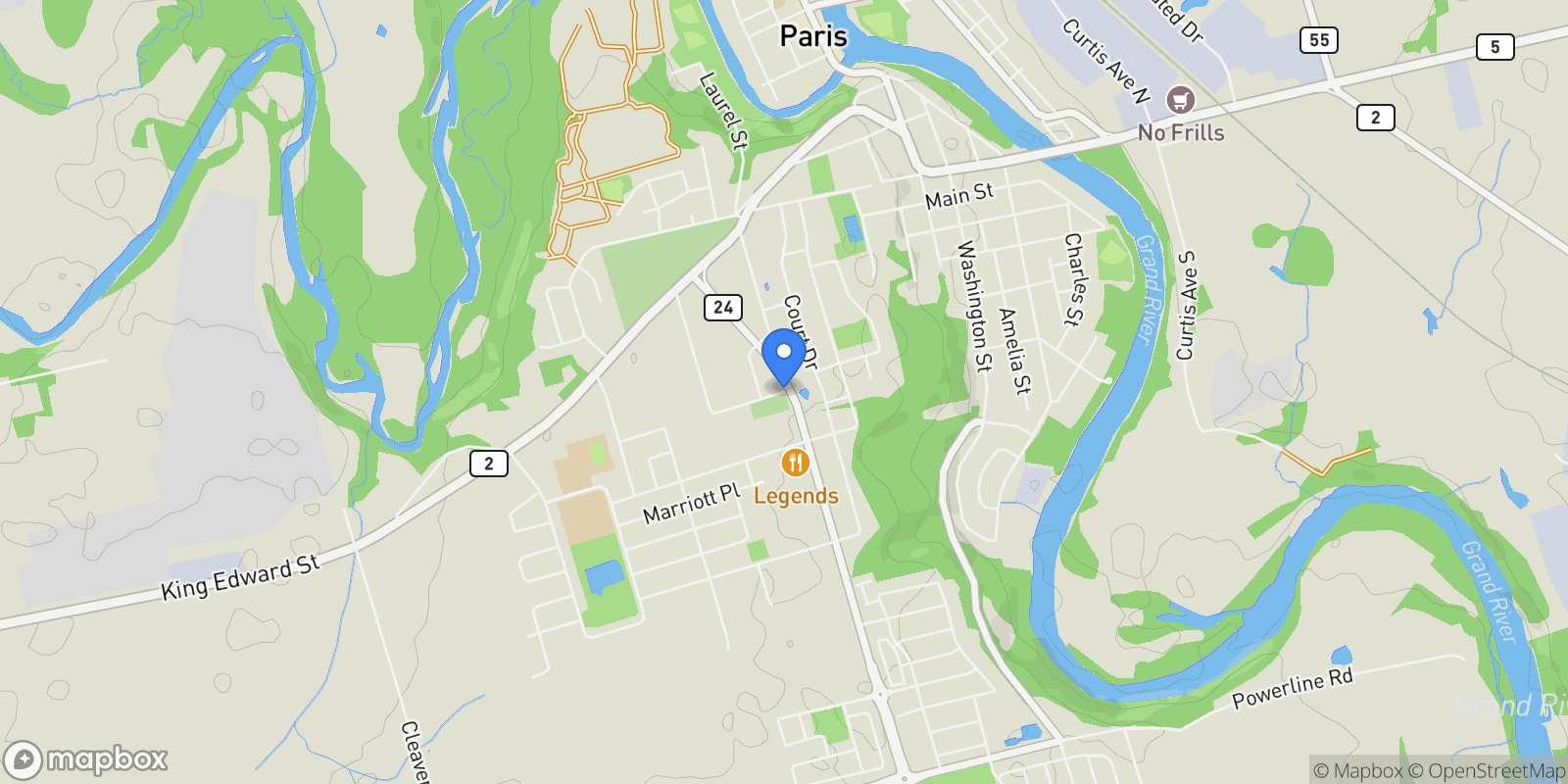 Map showing 81 Cedar St, Brant, ON N3L 4G1, Brant, Ontario, Canada.