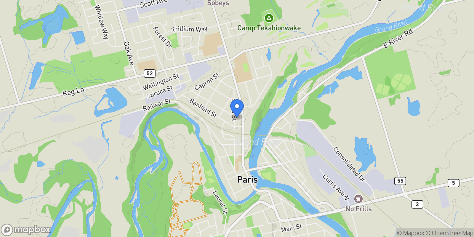 Map showing 194 Grand River St N, Brant, ON N3L 2N3, Brant, Ontario, Canada.