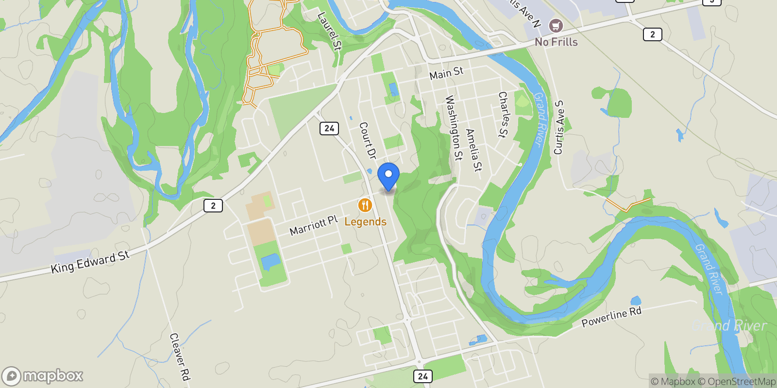 Map showing 131 Daugaard Ave, Brant, ON N3L 0L6, Brant, Ontario, Canada.