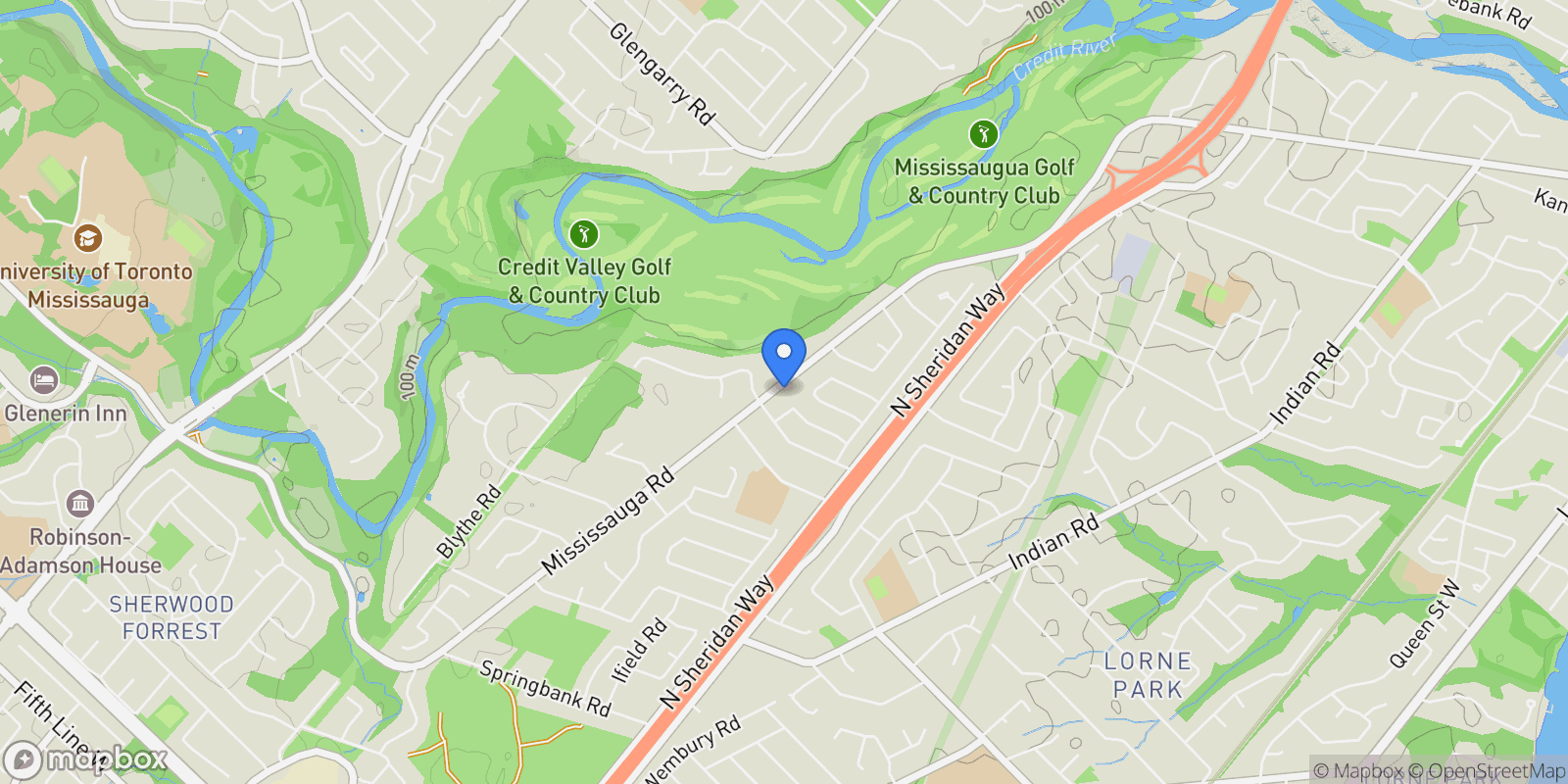 Map showing 2098 Mississauga Road, Mississauga, ON L5H 2K6, Mississauga, Ontario, Canada.