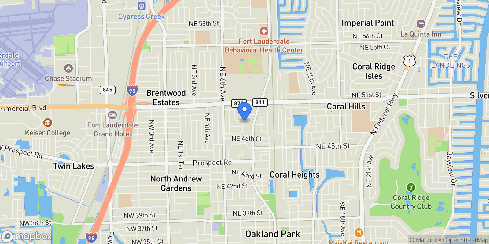 Map showing 4780 NE 8th Terrace, Oakland Park, Florida, United States.