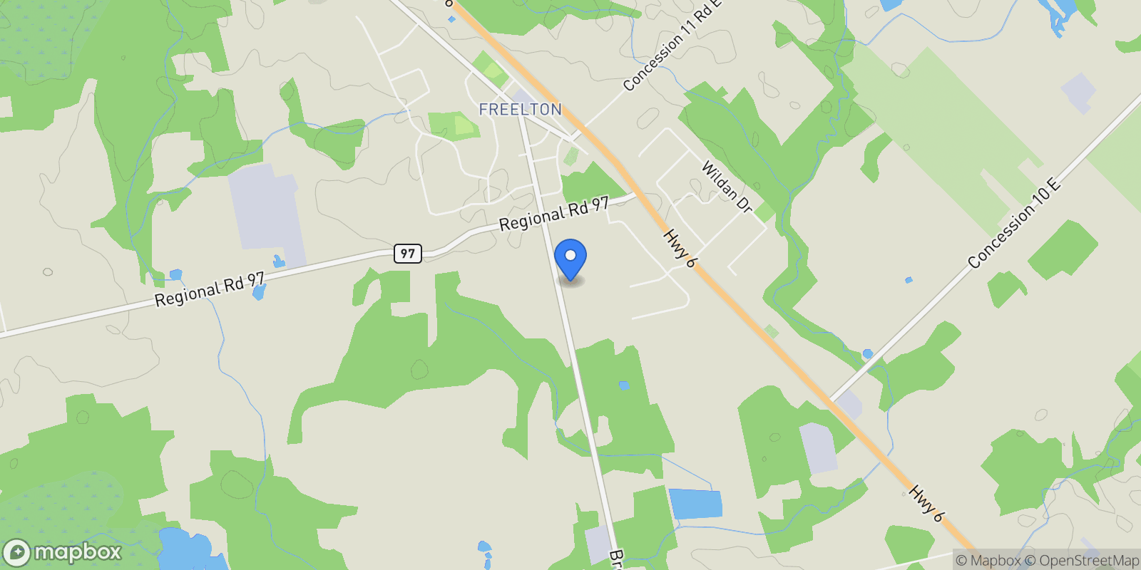 Map showing 1748 Brock Road, Hamilton, ON L9H 5E4, Hamilton, Ontario, Canada.