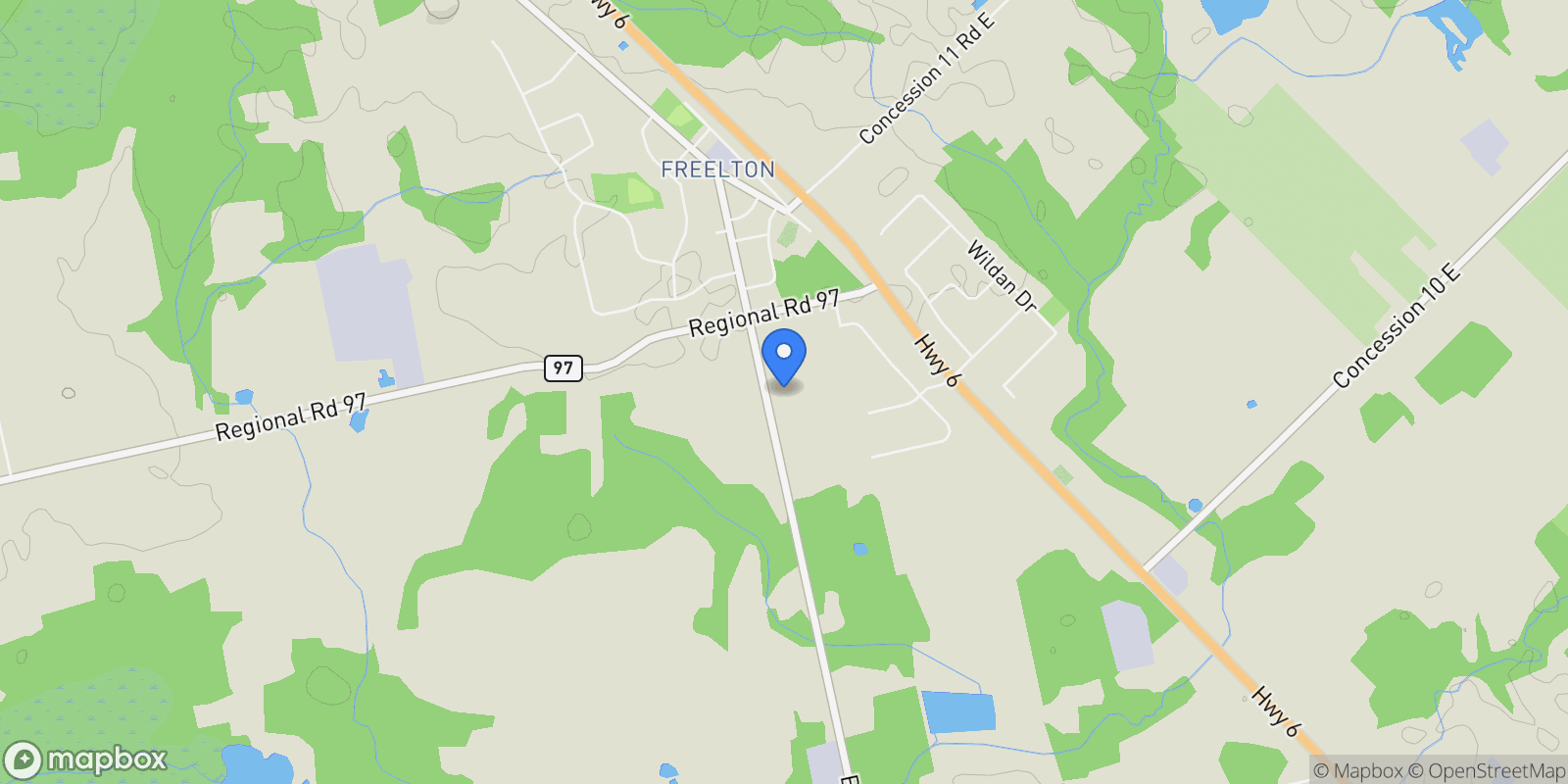Map showing 1748 Brock Road, Freelton, ON L9H 5E4, Hamilton, Ontario, Canada.