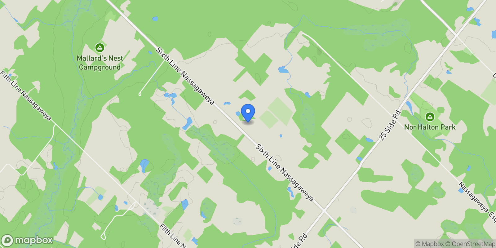 Map showing 13311 Sixth Line Nassagaweya, Milton, ON L7J 2L7, Milton, Ontario, Canada.