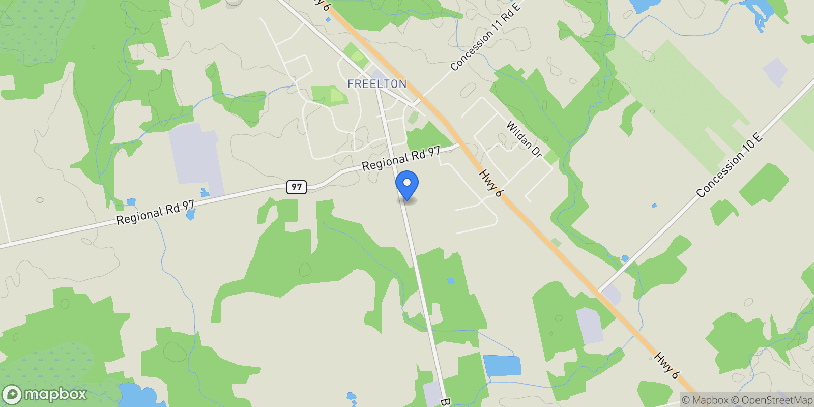 Map showing 1748 Brock Road, Freelton, ON L9H 5E4, Hamilton, Ontario, Canada.