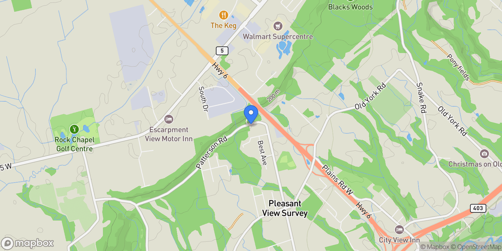 Map showing 376 Old Guelph Road, Dundas, ON L9H 5V4, Hamilton, Ontario, Canada.