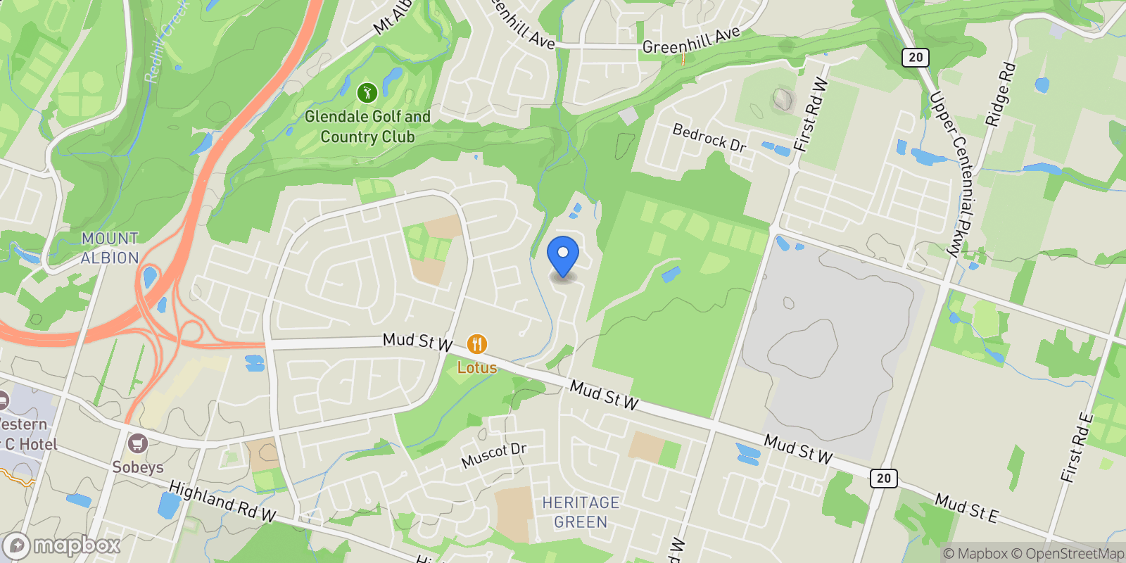 Map showing 209 Echovalley Drive, Stoney Creek, ON L8J 0H1, Hamilton, Ontario, Canada.
