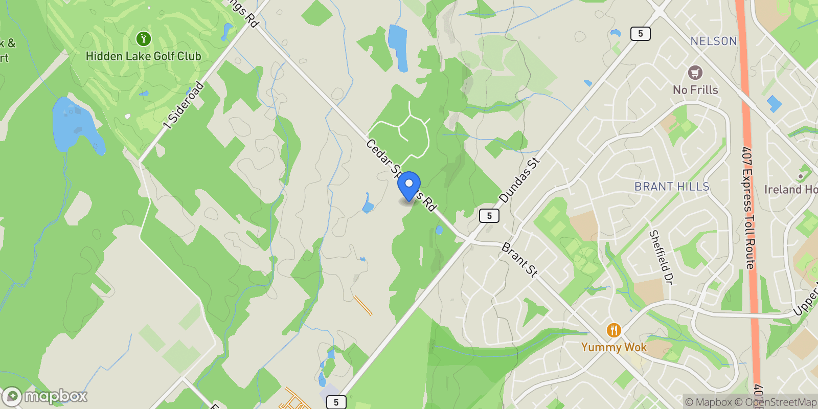 Map showing 3122 Cedar Springs Road, Burlington, ON L7R 0P7, Burlington, Ontario, Canada.