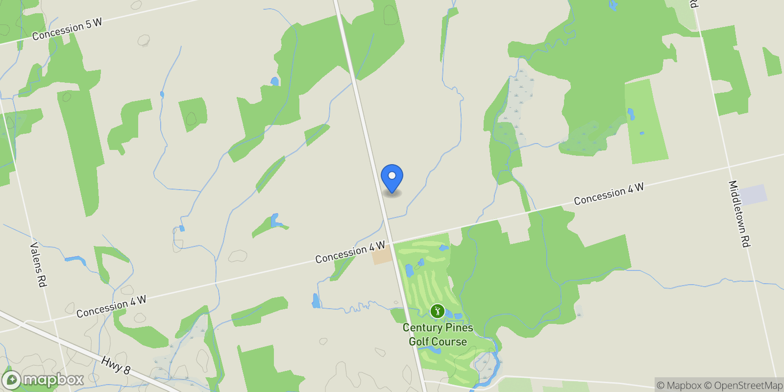 Map showing 682 Westover Road, Flamborough, ON L8B 1R5, Hamilton, Ontario, Canada.