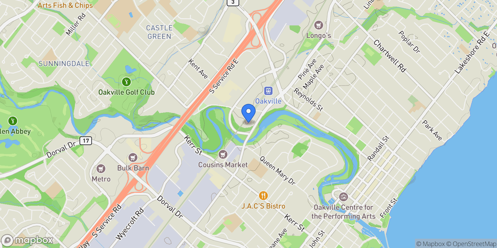 Map showing 40 Old Mill Road  901, Oakville, ON L6J 7W2, Oakville, Ontario, Canada.
