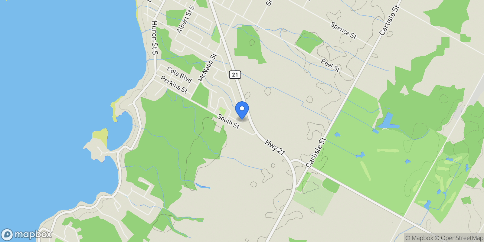 Map showing 474 Creekwood Dr, Saugeen Shores, ON N0H 2L0, Southampton, Ontario, Canada.