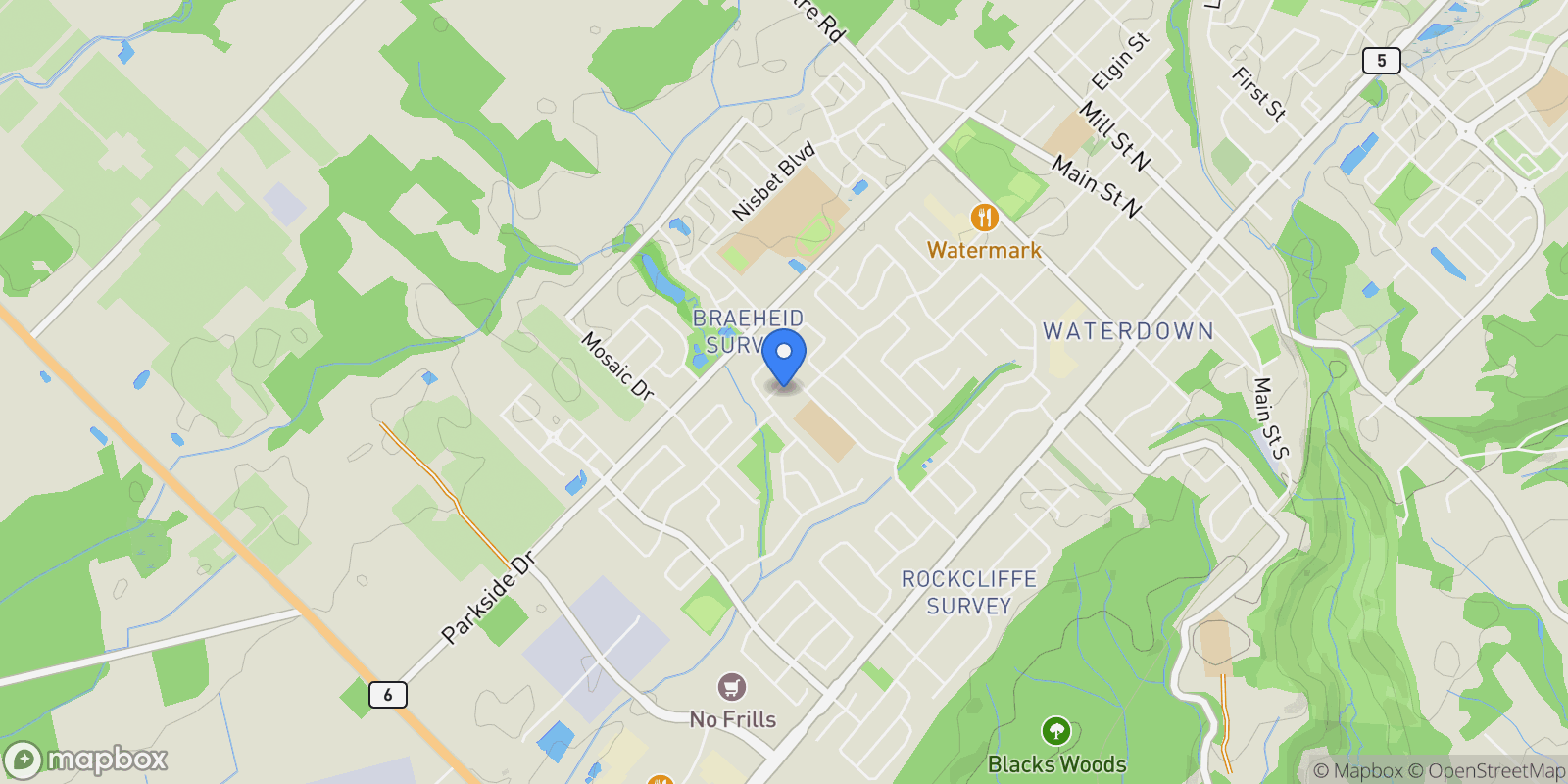 Map showing 4 Fenton Dr, Hamilton, ON L8B 0C8, Hamilton, Ontario, Canada.