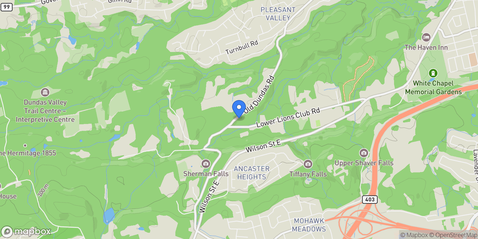 Map showing 774 Old Dundas Rd, Hamilton, ON L9H 5E3, Hamilton, Ontario, Canada.